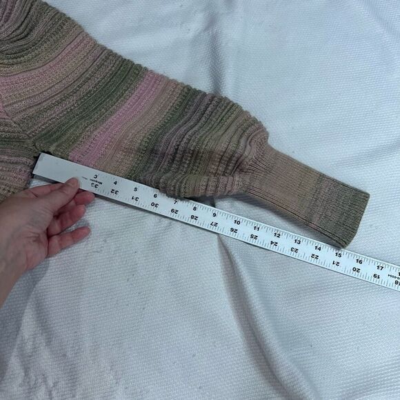 Design 365 Pink Green Tight Knit Puff Sleeve Sweater XL Women’s - Picture 6 of 6